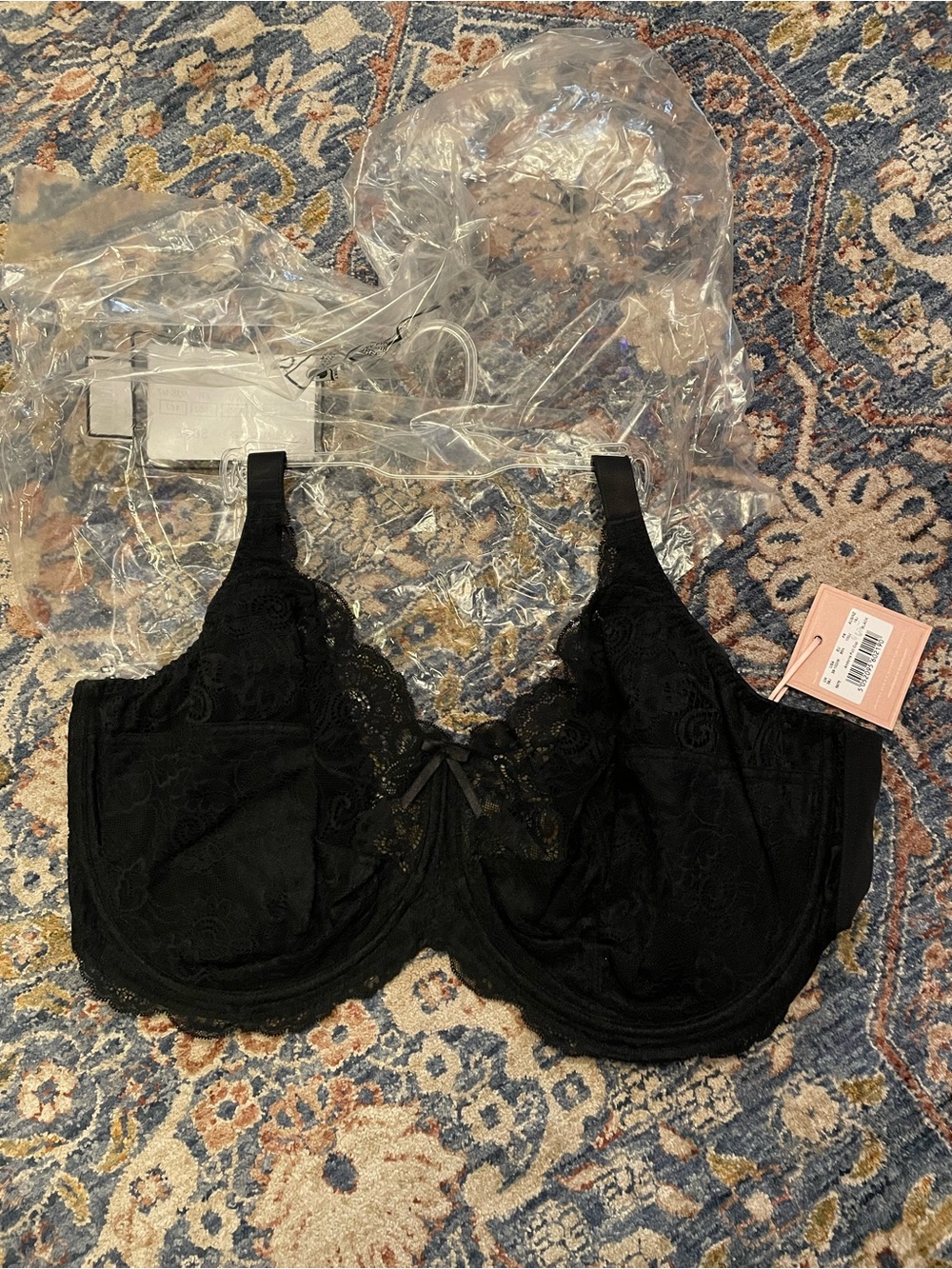 Panache Black Lace Underwire Bra with Sheer Panels